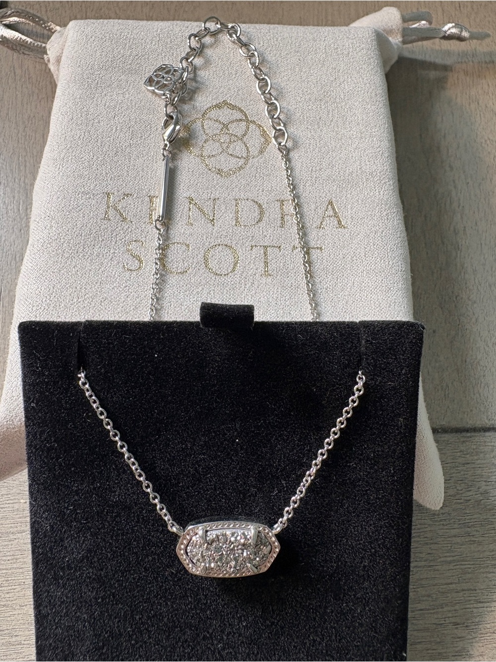 Kendra Scott Silver Druzy Pendant Necklace - Sparkling Silver